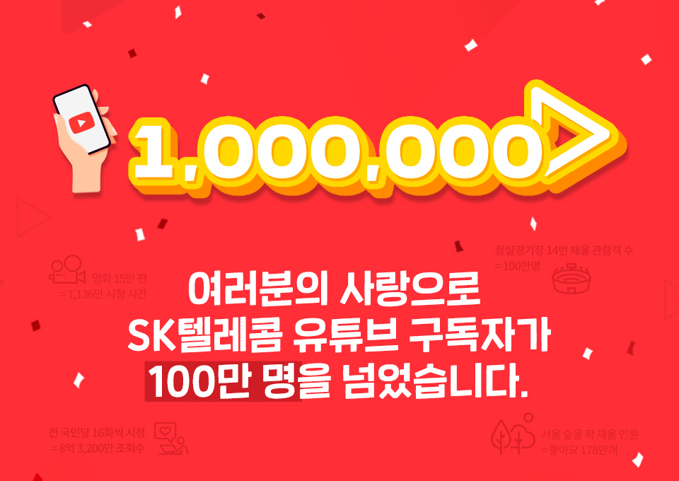 SKT유튜브, 유튜브100만구독자, SK텔레콤유튜브