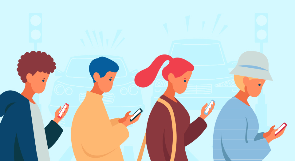 스마트폰중독, 스몸비, 보행안전, 보행중스마트폰, sk텔레콤, skt