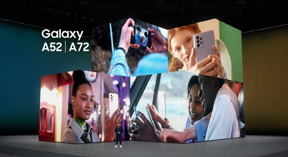 SKT, SK텔레콤, 삼성전자, 갤럭시, 갤럭시 어썸 언팩, 갤럭시A시리즈, 갤럭시A52, 갤럭시A52 5G, 갤럭시A72, 6400만 화소, 손떨림방지, OIS, 3배광학줌, 4K동영상