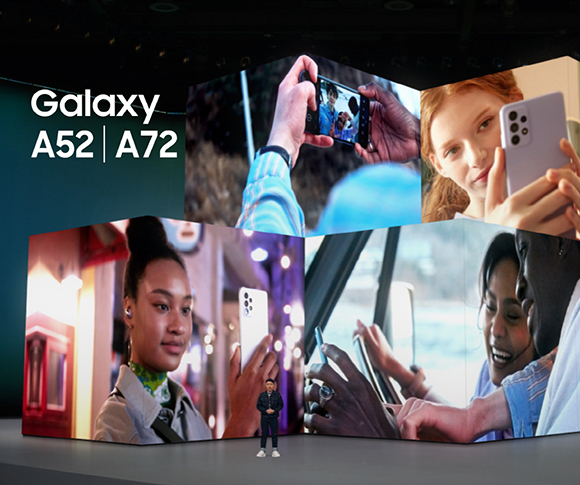 SKT, SK텔레콤, 삼성전자, 갤럭시, 갤럭시 어썸 언팩, 갤럭시A시리즈, 갤럭시A52, 갤럭시A52 5G, 갤럭시A72, 6400만 화소, 손떨림방지, OIS, 3배광학줌, 4K동영상