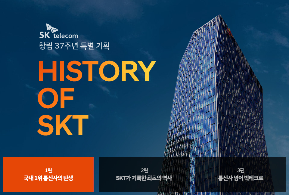 SKT, SK텔레콤, 창립37주년, SKT 창사 37주년, 이동통신사업 역사, SKT 이동통신사업 시작, 한국이동통신서비스, 선경텔레콤, 대한텔레콤, 제2이동통신사업권자진반납, 한국이동통신경영권인수, 이동통신경쟁체제완성