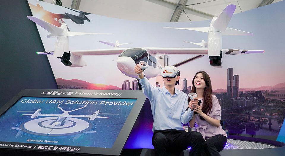 SKT, SK텔레콤, 플라잉카, UAM, 도심항공교통, 서울스마트모빌리티엑스포, 스마트모빌리티, 플라잉카 탑승체험, 플라잉카 가상 탑승 체험, ICT 인프라, 티맵모빌리티, 티맵, Tmap