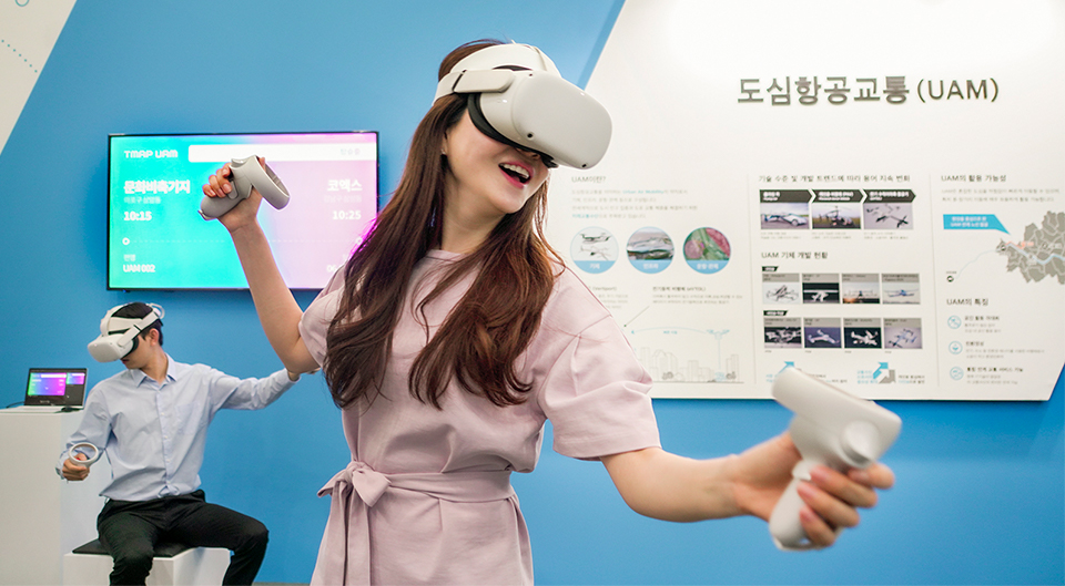 SKT, SK텔레콤, 플라잉카, UAM, 도심항공교통, 서울스마트모빌리티엑스포, 스마트모빌리티, 플라잉카 탑승체험, 플라잉카 가상 탑승 체험, ICT 인프라, 티맵모빌리티, 티맵, Tmap