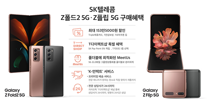 SKT, 갤럭시 Z폴드2·Z플립 5G 예약판매 실시