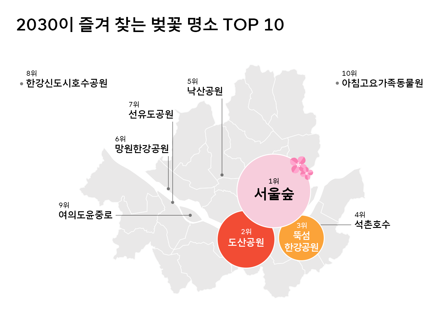 2030의 선택은 서울숲, 도산공원… 연령대별 벚꽃 명소 순위 공개