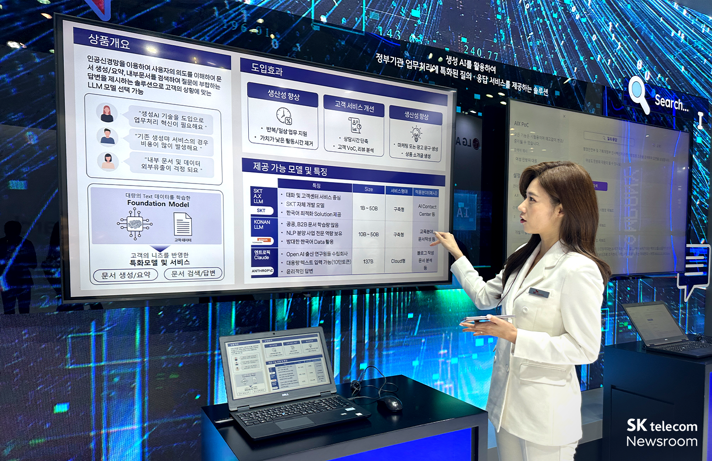[포토] 트래픽 집중 감지하고 법령 해석해주는 AI… 2023 대한민국 정부박람회 SKT 전시 살펴보기