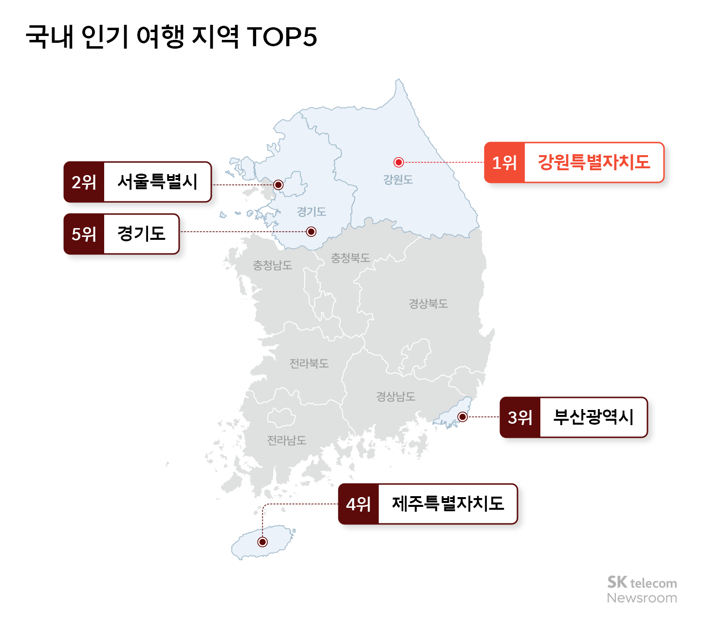 리트머스로 분석하는 국내 여행 트렌드 인기 지역 1위 강원도 2위는 어디