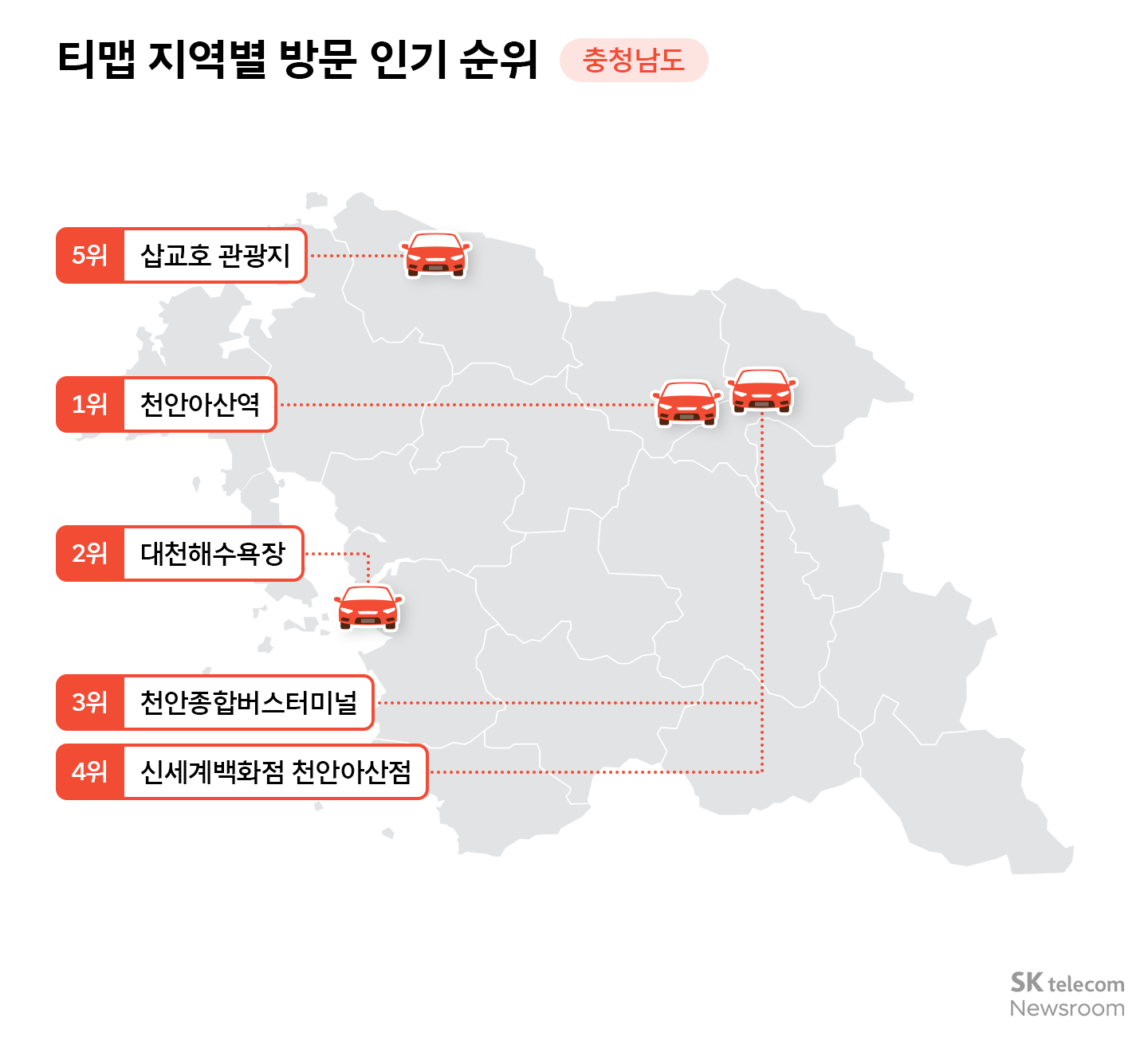 22.2억 회 티맵 검색 데이터로 보는 올해 핫플레이스는?