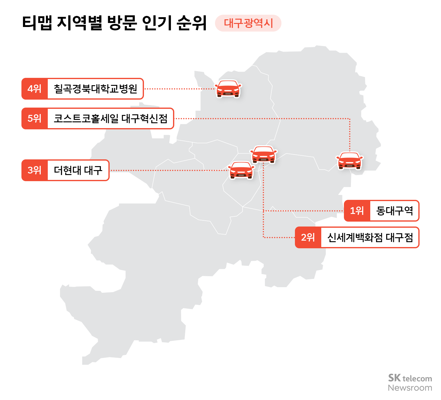 22.2억 회 티맵 검색 데이터로 보는 올해 핫플레이스는?