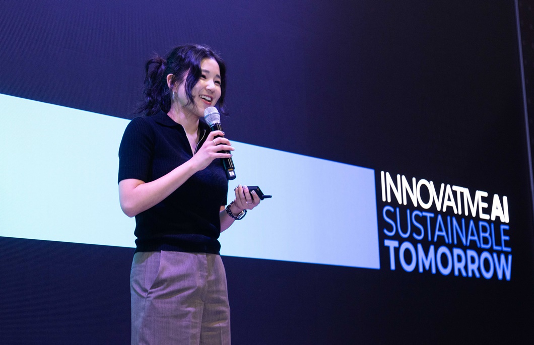 이소영 트웰브랩스 공동 창업자가 미국 라스베이거스에서 열린 IR Pitching Day에서 발표하는 모습