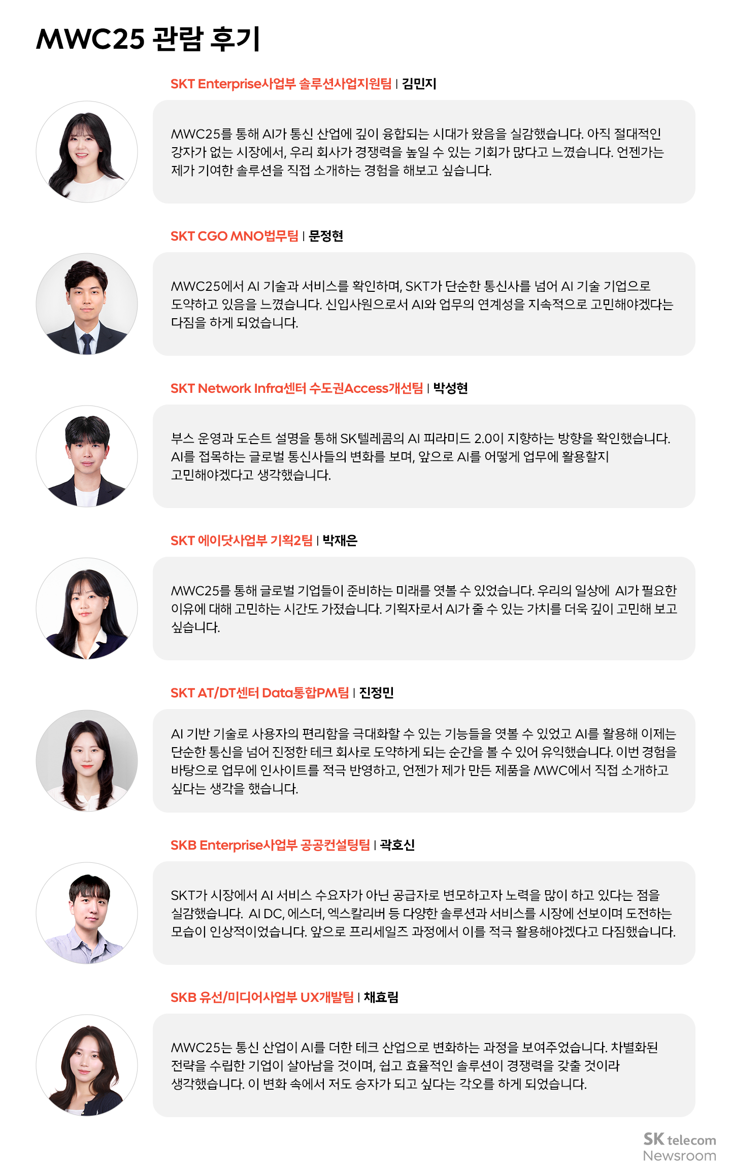 MWC25에서 미래를 만나다! SKT·SKB 24년 신입구성원(Junior Talent)들의 글로벌 AI 혁신 탐방기