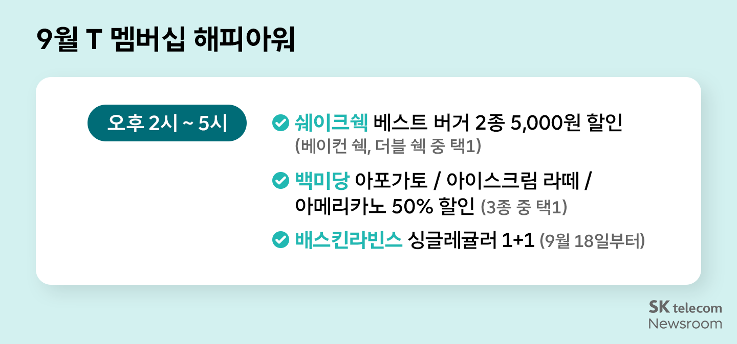 일상부터 여행까지 풍성하게 9월 T 멤버십 혜택 총정리